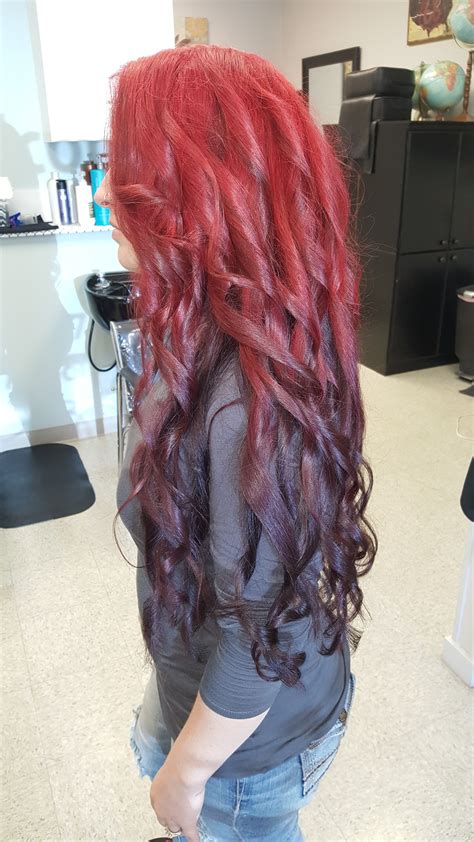 dark red ombre hair color|natural red with reverse ombre.